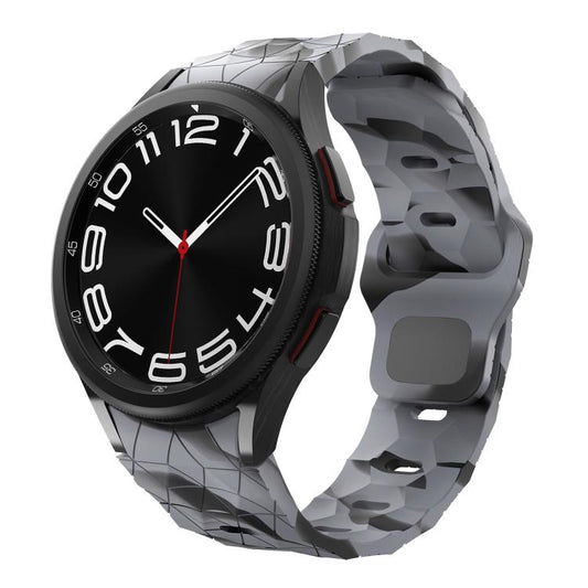 For Samsung Galaxy Watch 4 / 5 / 6 Kalebol Football Pattern Reverse Buckle Silicone Strap(Black Grey Camouflage) by Kalebol