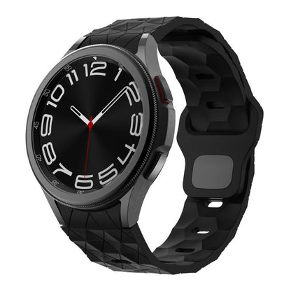 For Samsung Galaxy Watch 4 / 5 / 6 Kalebol Football Pattern Reverse Buckle Silicone Strap(Black) by Kalebol