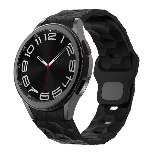 For Samsung Galaxy Watch 4 / 5 / 6 Kalebol Football Pattern Reverse Buckle Silicone Strap(Black) by Kalebol