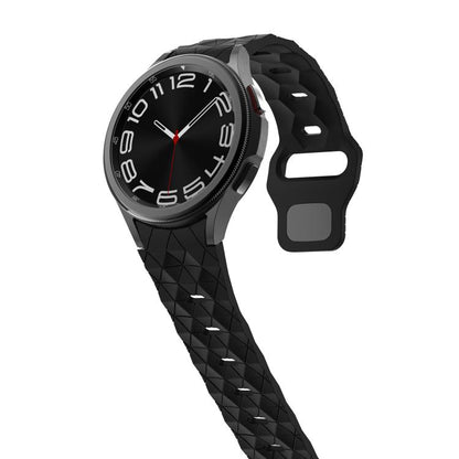 For Samsung Galaxy Watch 4 / 5 / 6 Kalebol Football Pattern Reverse Buckle Silicone Strap(Black) by Kalebol
