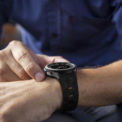 For Samsung Galaxy Watch 4 / 5 / 6 Kalebol Football Pattern Reverse Buckle Silicone Strap(Black) by Kalebol