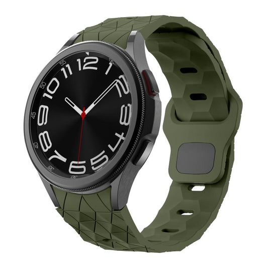 For Samsung Galaxy Watch 4 / 5 / 6 Kalebol Football Pattern Reverse Buckle Silicone Strap(Army Green) by Kalebol