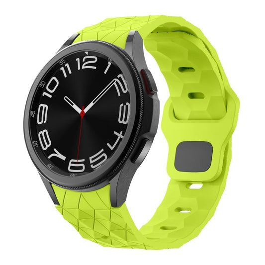For Samsung Galaxy Watch 4 / 5 / 6 Kalebol Football Pattern Reverse Buckle Silicone Strap(Lime Green) by Kalebol
