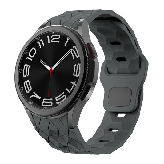 For Samsung Galaxy Watch 4 / 5 / 6 Kalebol Football Pattern Reverse Buckle Silicone Strap(Space Grey) by Kalebol