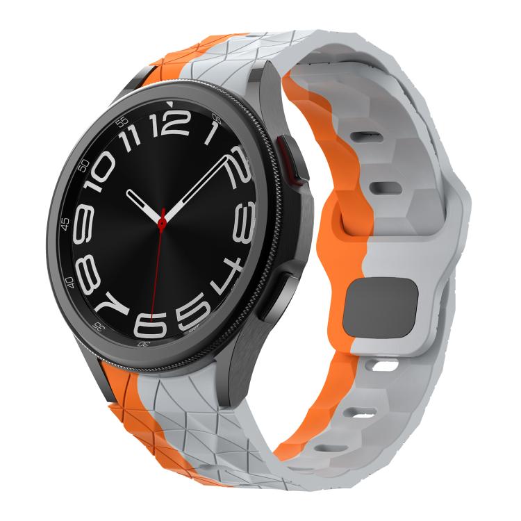 For Samsung Galaxy Watch 4 / 5 / 6 Kalebol Football Pattern Reverse Buckle Silicone Strap(Wild Path Grey Orange) by Kalebol