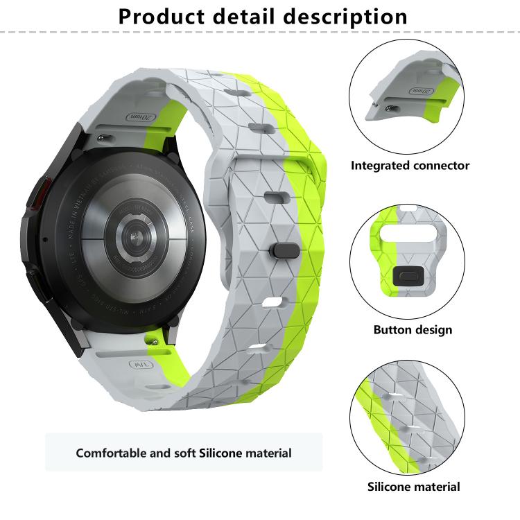 For Samsung Galaxy Watch 4 / 5 / 6 Kalebol Football Pattern Reverse Buckle Silicone Strap(White) by Kalebol