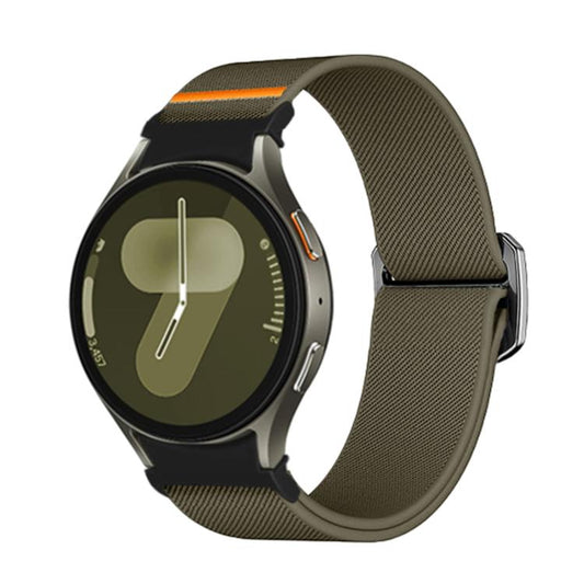 For Samsung Galaxy Watch 5 Pro / 6 / 7 Kalebol Button Elastic Nylon Watch Band(Army Green) by Kalebol