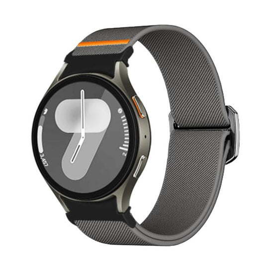 For Samsung Galaxy Watch 5 Pro / 6 / 7 Kalebol Button Elastic Nylon Watch Band(Dark Grey) by Kalebol