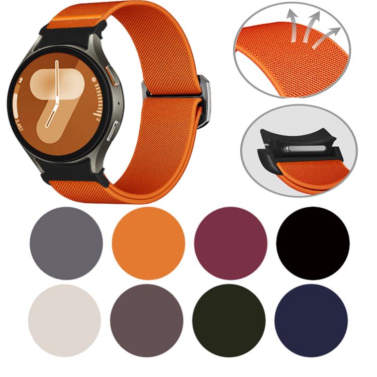 For Samsung Galaxy Watch 5 Pro / 6 / 7 Kalebol Button Elastic Nylon Watch Band(Orange) by Kalebol