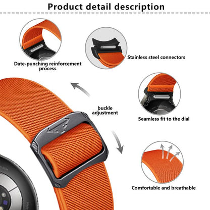 For Samsung Galaxy Watch 5 Pro / 6 / 7 Kalebol Button Elastic Nylon Watch Band(Orange) by Kalebol