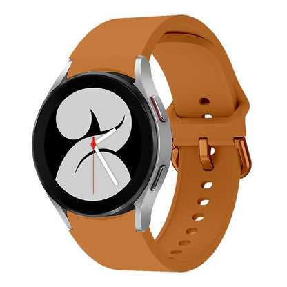 For Samsung Galaxy Watch 7 / 6 / 5 / 4 Kalebol Metal Pin Buckle Silicone Watch Band(Camel) by Kalebol