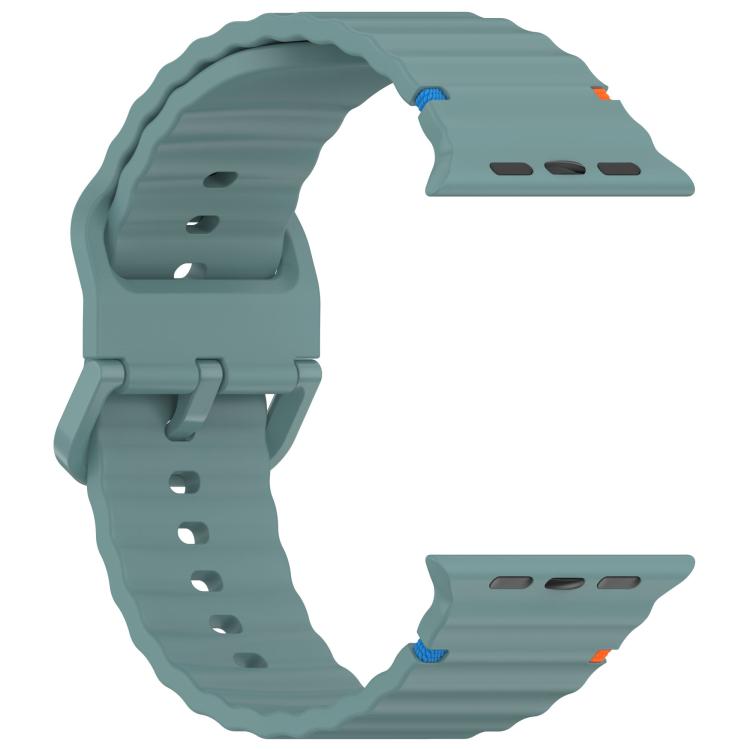 For Apple Watch 42mm / 41mm / 40mm / 38mm Kalebol Wavy Grain Stitched Silicone Watch Band(Pine Green) by Kalebol