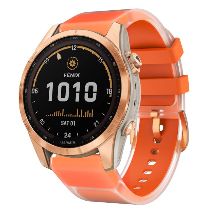 For Garmin Fenix 7S 20mm Kalebol Glacier Transparent Silicone Quick Release Watch Band(Orange) by Kalebol