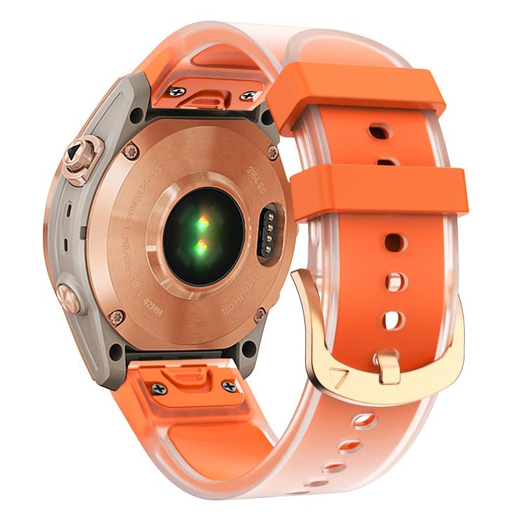 For Garmin Fenix 7S 20mm Kalebol Glacier Transparent Silicone Quick Release Watch Band(Orange) by Kalebol
