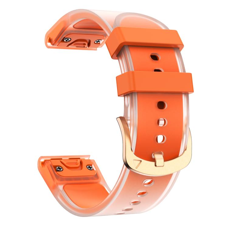 For Garmin Fenix 7S 20mm Kalebol Glacier Transparent Silicone Quick Release Watch Band(Orange) by Kalebol