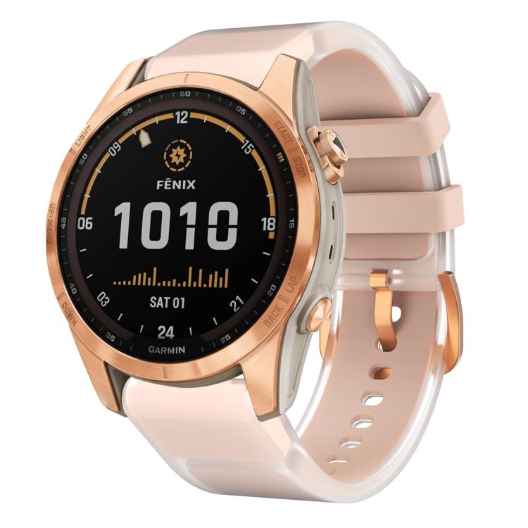 For Garmin Fenix 7S 20mm Kalebol Glacier Transparent Silicone Quick Release Watch Band(Pink) by Kalebol