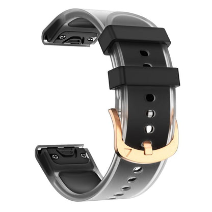 For Garmin Fenix 7S 20mm Kalebol Glacier Transparent Silicone Quick Release Watch Band(Black) by Kalebol