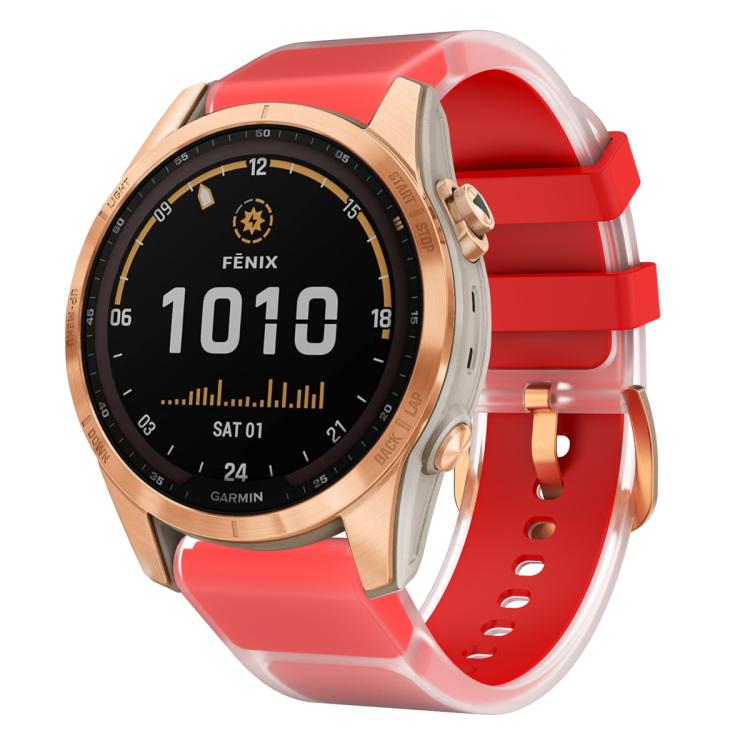 For Garmin Fenix 7S 20mm Kalebol Glacier Transparent Silicone Quick Release Watch Band(Red) by Kalebol
