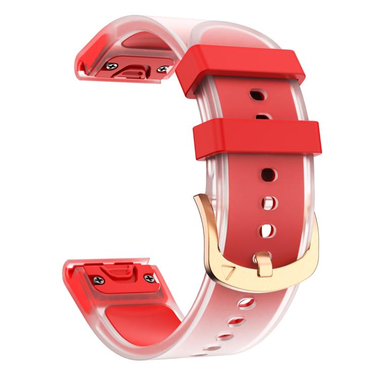 For Garmin Fenix 7S 20mm Kalebol Glacier Transparent Silicone Quick Release Watch Band(Red) by Kalebol