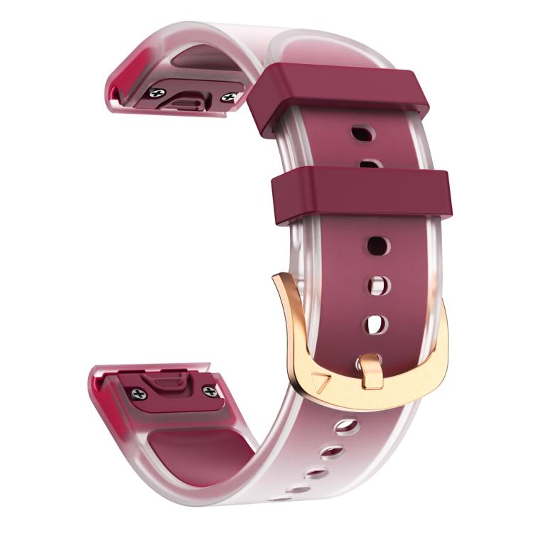 For Garmin Fenix 7S 20mm Kalebol Glacier Transparent Silicone Quick Release Watch Band(Wine Red) by Kalebol