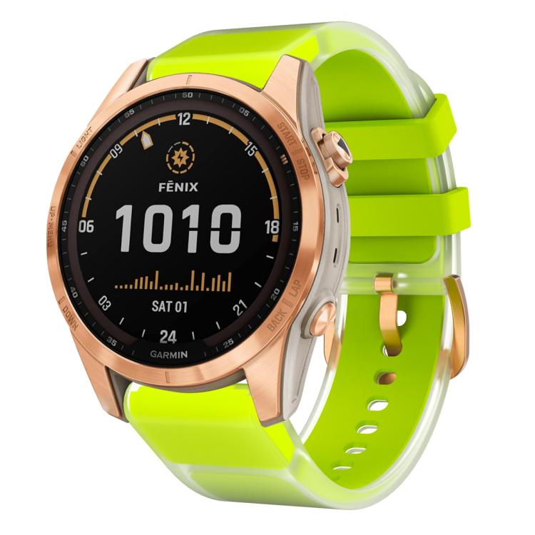 For Garmin Fenix 7S 20mm Kalebol Glacier Transparent Silicone Quick Release Watch Band(Lime) by Kalebol