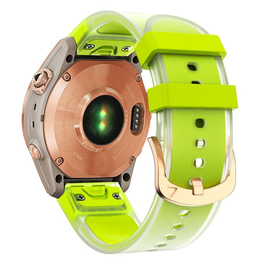 For Garmin Fenix 7S 20mm Kalebol Glacier Transparent Silicone Quick Release Watch Band(Lime) by Kalebol