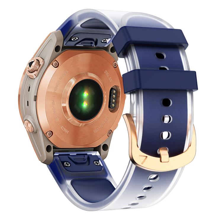 For Garmin Fenix 7S 20mm Kalebol Glacier Transparent Silicone Quick Release Watch Band(Midnight Blue) by Kalebol