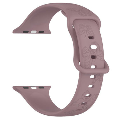 For Apple Watch 46mm / 49mm / 45mm / 44mm Kalebol 8-shaped Buckle Butterfly Embossed Silicone Watch Band(Smoky Purple) by Kalebol