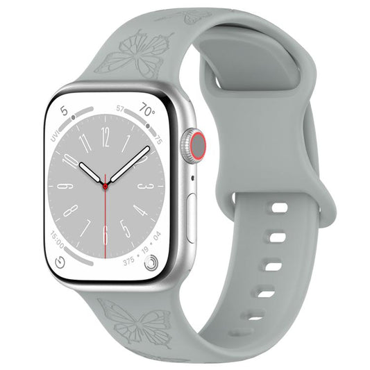 For Apple Watch 42mm / 41mm / 40mm / 38mm Kalebol 8-shaped Buckle Butterfly Embossed Silicone Watch Band(Grey) by Kalebol