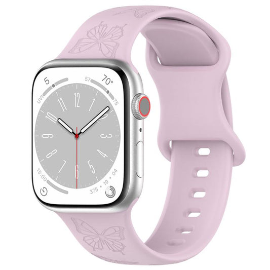 For Apple Watch 42mm / 41mm / 40mm / 38mm Kalebol 8-shaped Buckle Butterfly Embossed Silicone Watch Band(Lavender) by Kalebol