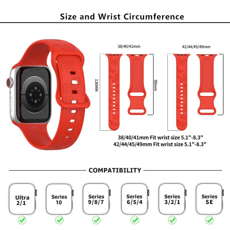 For Apple Watch 46mm / 49mm / 45mm / 44mm Kalebol 8-shaped Buckle Butterfly Embossed Silicone Watch Band(Starlight) by Kalebol