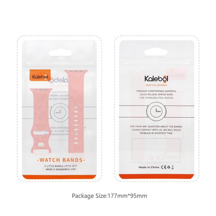 For Apple Watch 46mm / 49mm / 45mm / 44mm Kalebol 8-shaped Buckle Butterfly Embossed Silicone Watch Band(Starlight) by Kalebol