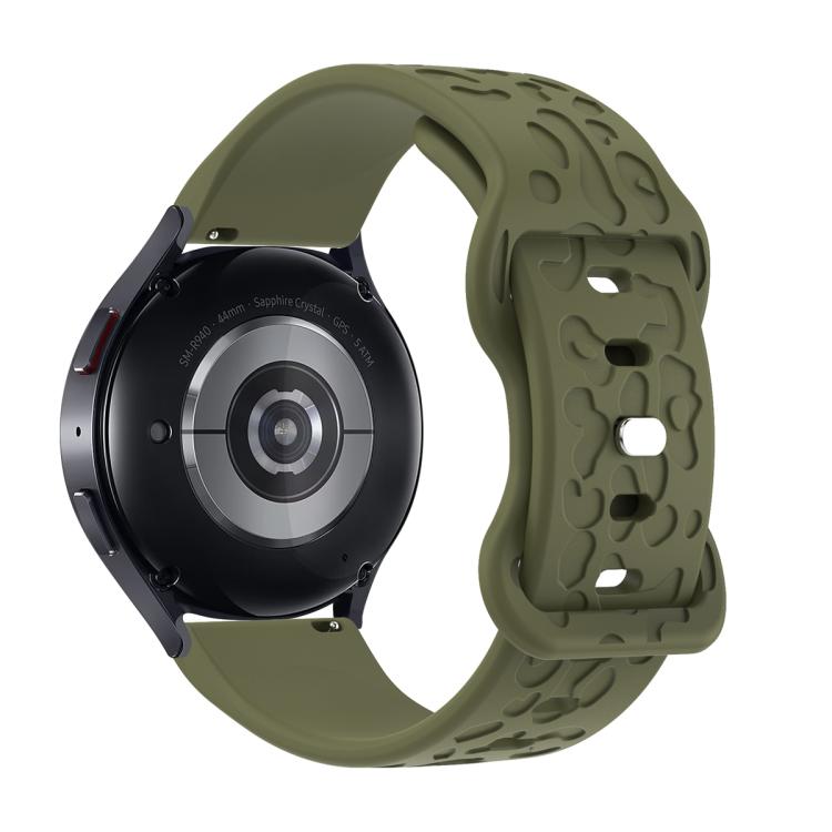 20mm Kalebol Leopard Print Butterfly Buckle Silicone Watch Band(Army Green) by Kalebol