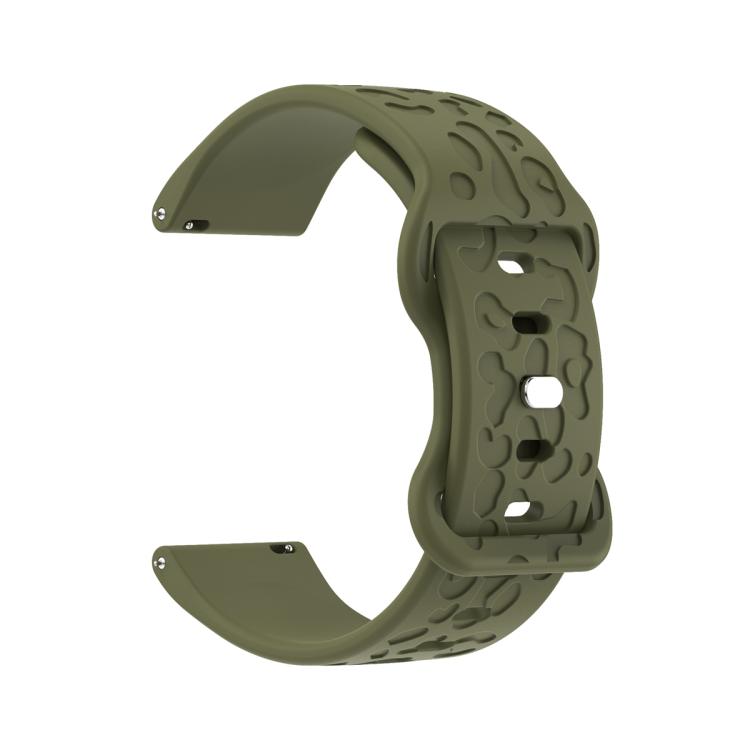 20mm Kalebol Leopard Print Butterfly Buckle Silicone Watch Band(Army Green) by Kalebol