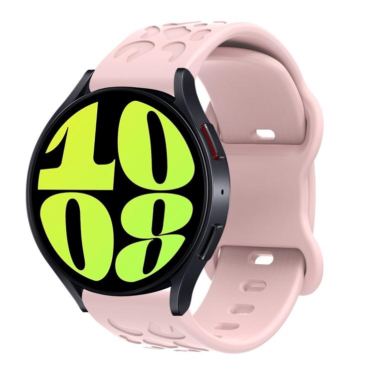 22mm Kalebol Leopard Print Butterfly Buckle Silicone Watch Band(Pink) by Kalebol