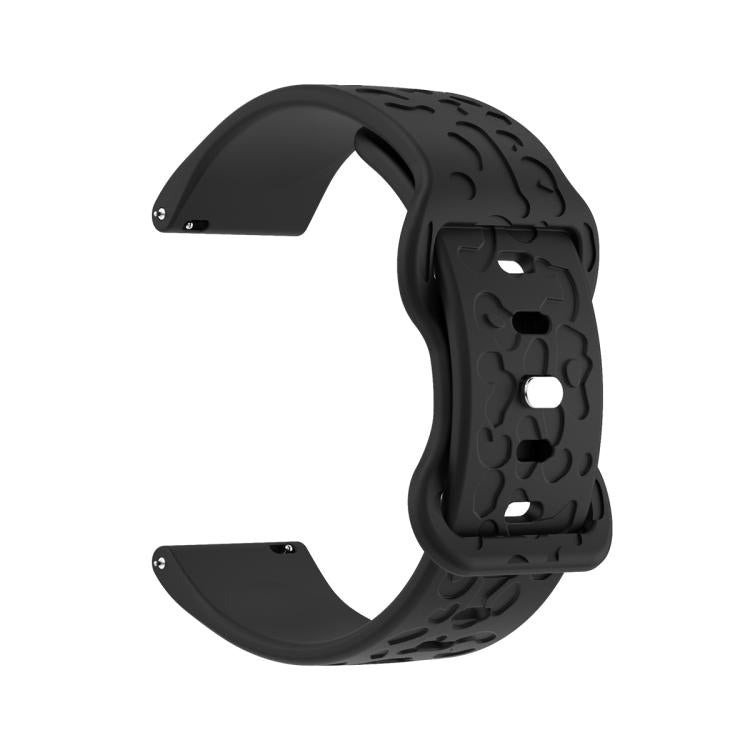 22mm Kalebol Leopard Print Butterfly Buckle Silicone Watch Band(Black) by Kalebol