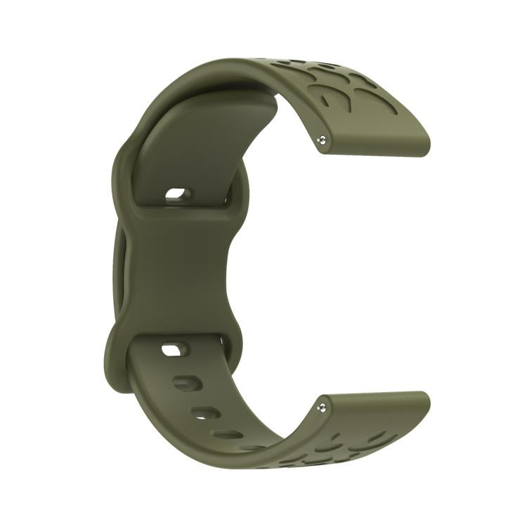 22mm Kalebol Leopard Print Butterfly Buckle Silicone Watch Band(Army Green) by Kalebol