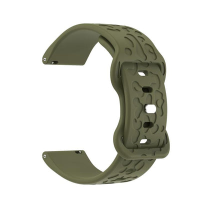 22mm Kalebol Leopard Print Butterfly Buckle Silicone Watch Band(Army Green) by Kalebol