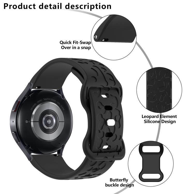 18mm Kalebol Leopard Print Butterfly Buckle Silicone Watch Band(Teal Blue) by Kalebol