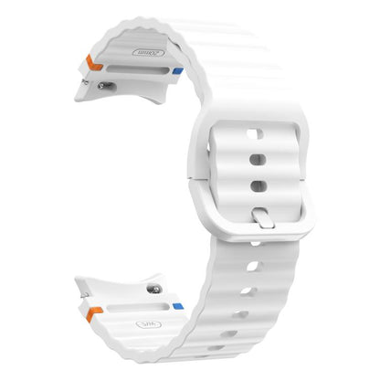 For Samsung Galaxy Watch 7 / 6 / 5 / 4 Kalebol Wave Stitching Silicone Watch Band(Official White) by Kalebol