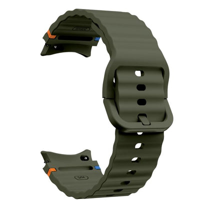 For Samsung Galaxy Watch 7 / 6 / 5 / 4 Kalebol Wave Stitching Silicone Watch Band(Army Green) by Kalebol