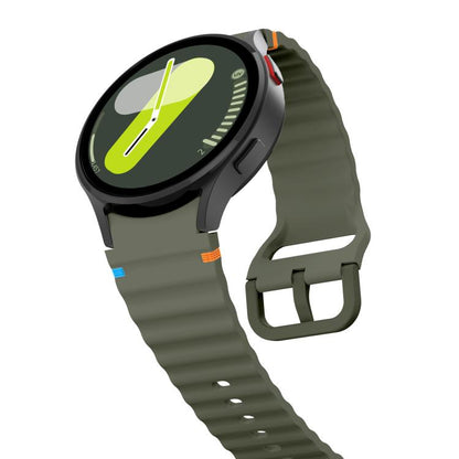 For Samsung Galaxy Watch 7 / 6 / 5 / 4 Kalebol Wave Stitching Silicone Watch Band(Army Green) by Kalebol