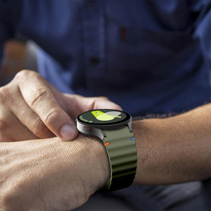 For Samsung Galaxy Watch 7 / 6 / 5 / 4 Kalebol Wave Stitching Silicone Watch Band(Army Green) by Kalebol