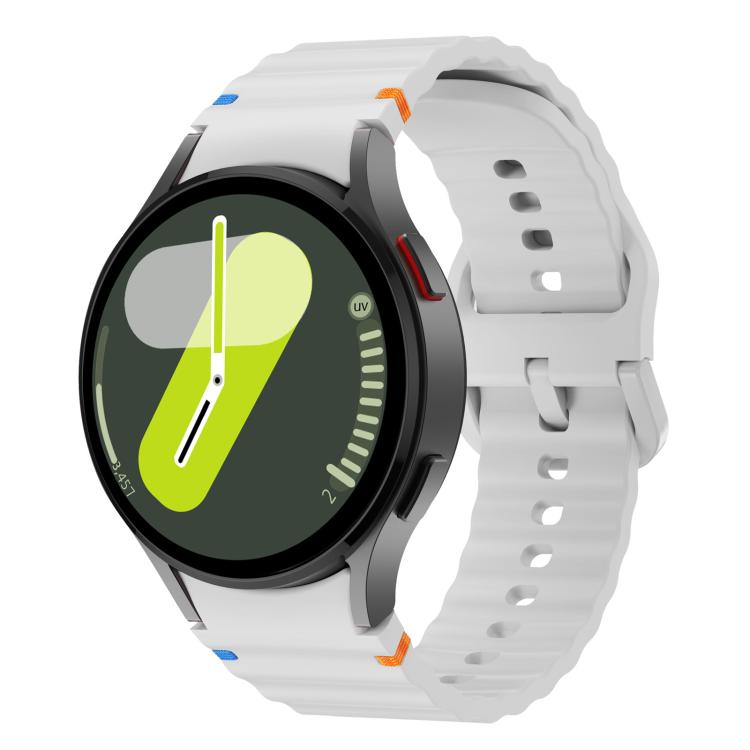 For Samsung Galaxy Watch 7 / 6 / 5 / 4 Kalebol Wave Stitching Silicone Watch Band(Light Grey) by Kalebol