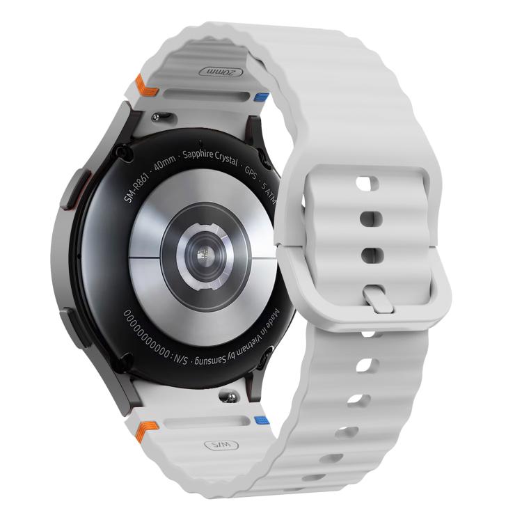 For Samsung Galaxy Watch 7 / 6 / 5 / 4 Kalebol Wave Stitching Silicone Watch Band(Light Grey) by Kalebol