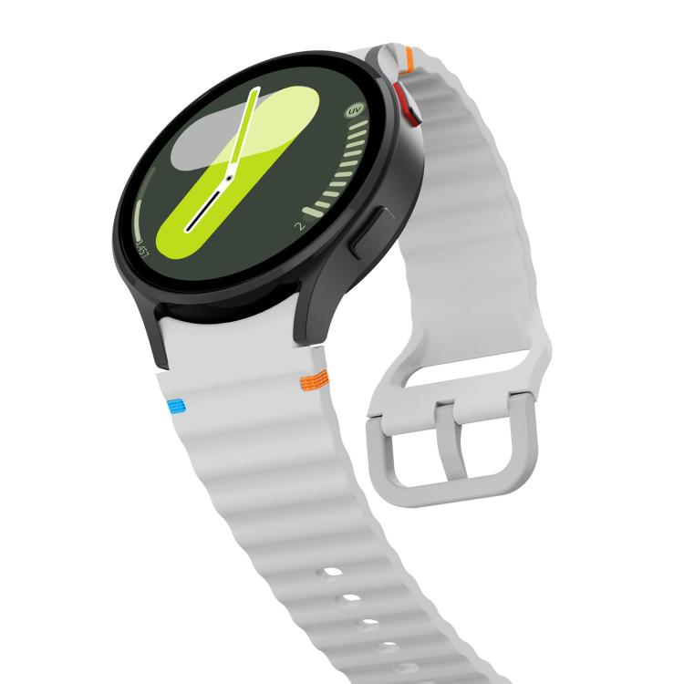 For Samsung Galaxy Watch 7 / 6 / 5 / 4 Kalebol Wave Stitching Silicone Watch Band(Light Grey) by Kalebol