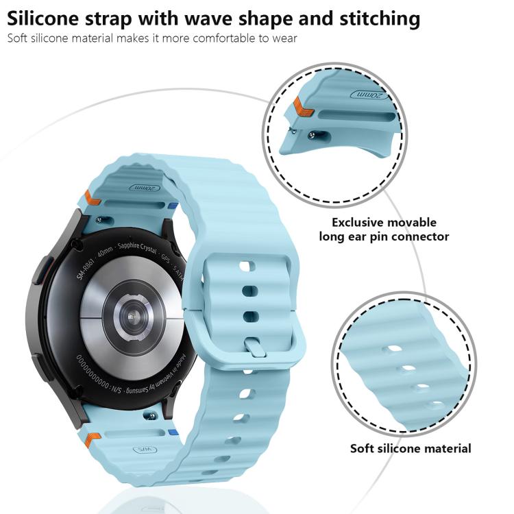 For Samsung Galaxy Watch 7 / 6 / 5 / 4 Kalebol Wave Stitching Silicone Watch Band(Light Grey) by Kalebol
