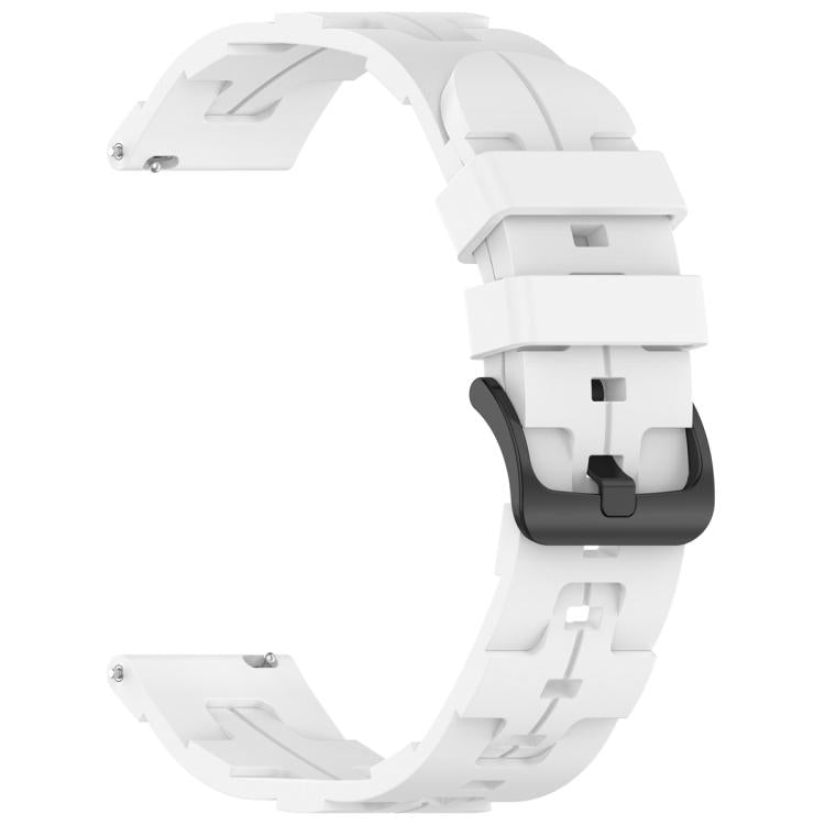 20mm Kalebol Solid Color Black Buckle Round Tail Silicone Watch Band(White) by Kalebol