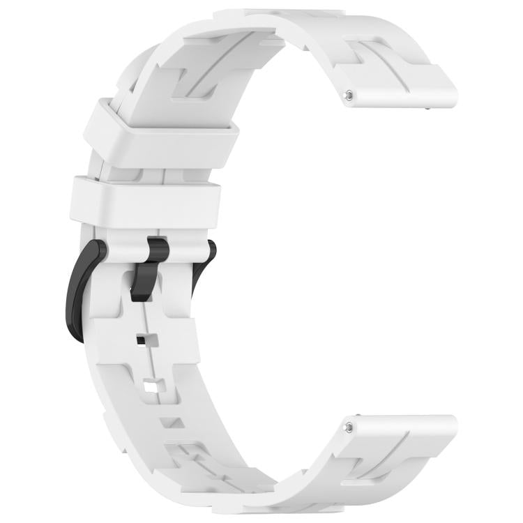 20mm Kalebol Solid Color Black Buckle Round Tail Silicone Watch Band(White) by Kalebol