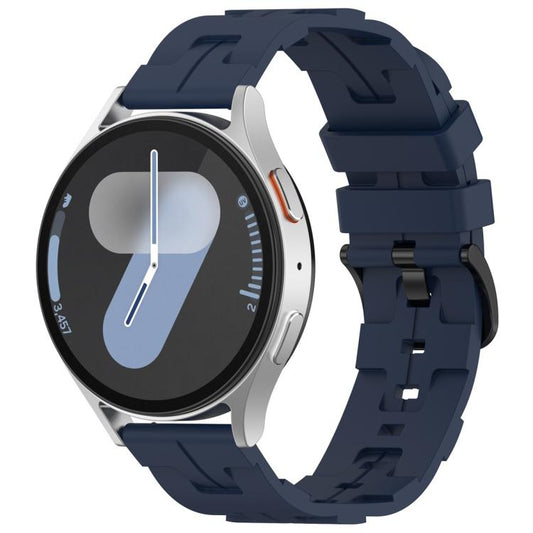 20mm Kalebol Solid Color Black Buckle Round Tail Silicone Watch Band(Navy Blue) by Kalebol